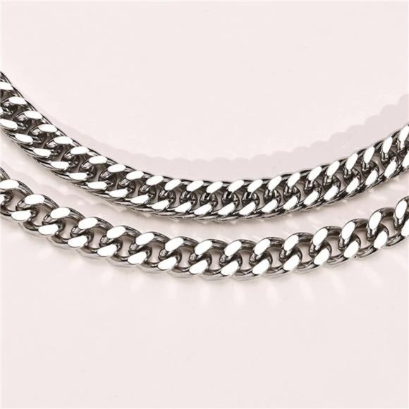 2Pcs Cuban Link Chain Bracelet Set Sturdy Stainless Steel Curb Width Cuban Link - Picture 4 of 6